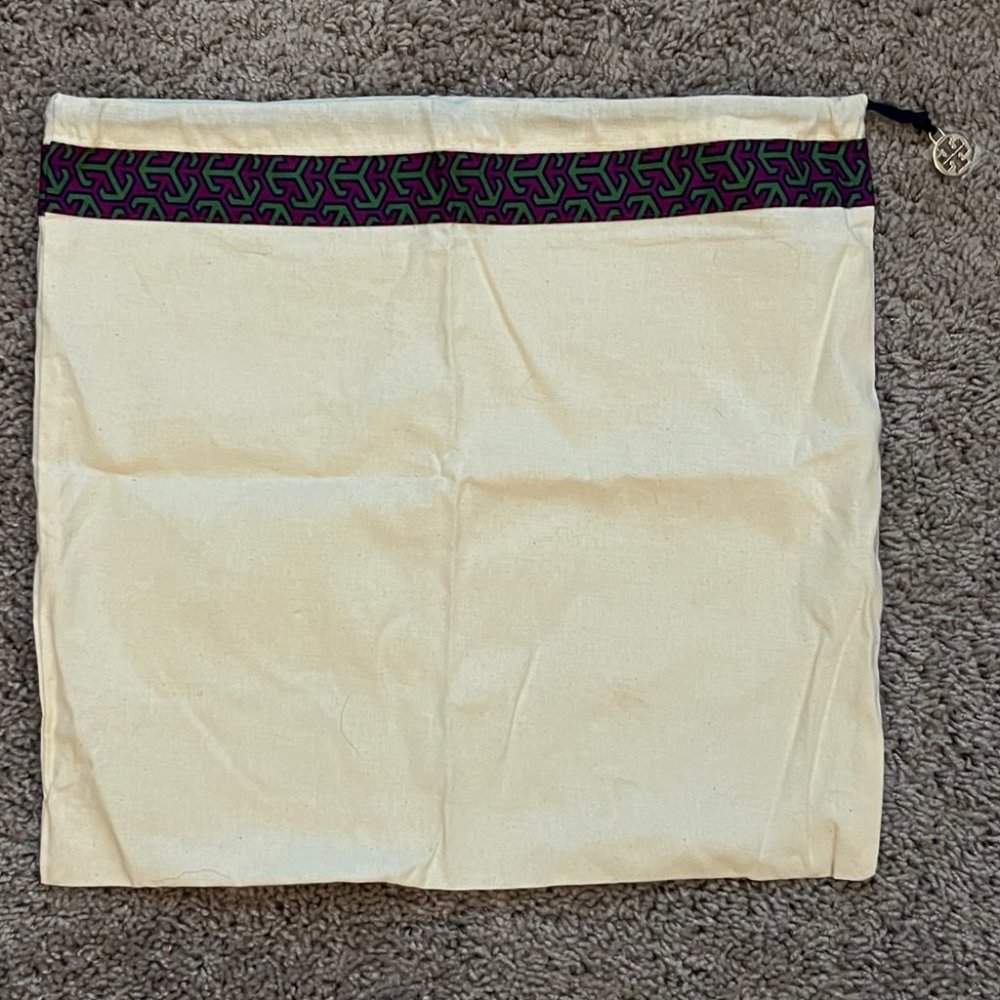 Tory Burch 15 X 14" Drawstring DUST BAG w Gold Logo Charm